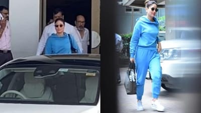 Actor Kareena Kapoor arrived in Mumbai on Monday along with Rhea Kapoor. She was spotted at the Kalina airport in the city. For the travel, Kareena opted for a blue sweatshirt, matching pants, and white sneakers. She also carried a bag and wore dark sunglasses. Actor Kareena Kapoor arrived in Mumbai on Monday along with Rhea Kapoor. She was spotted at the Kalina airport in the city. For the travel, Kareena opted for a blue sweatshirt, matching pants, and white sneakers. She also carried a bag and wore dark sunglasses.