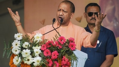 Uttar Pradesh chief minister Yogi Aditynath addresses during a public meeting ahead of the Uttar Pradesh municipal elections, in Moradabad, on Monday, (PTI) Uttar Pradesh chief minister Yogi Aditynath addresses during a public meeting ahead of the Uttar Pradesh municipal elections, in Moradabad, on Monday, (PTI)