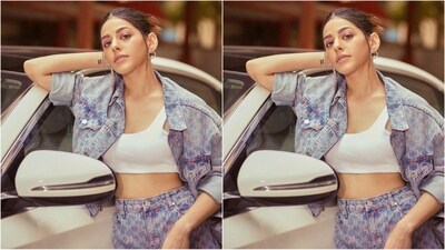 Alaya F's outfit is an absolute stunner, featuring a printed denim co-ord set that comprises a cropped jacket, slim-fit jeans, and a chic white bralette. The ensemble is a perfect blend of style and comfort. (Instagram/@alayaf) Alaya F's outfit is an absolute stunner, featuring a printed denim co-ord set that comprises a cropped jacket, slim-fit jeans, and a chic white bralette. The ensemble is a perfect blend of style and comfort. (Instagram/@alayaf)