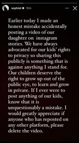 Sophie Turner's statement on her Instagram Stories.