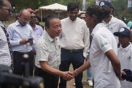 Minister of Tourism, Paul Lyngdoh meets participants on the first day of Northeast Regatta 2023. (Atharva Shrivastava) Minister of Tourism, Paul Lyngdoh meets participants on the first day of Northeast Regatta 2023. (Atharva Shrivastava)
