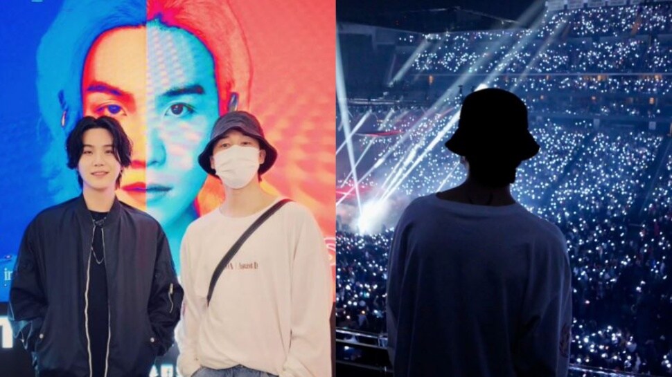 BTS THE BEST JIMIN SUGA USB T インタビュー　当選 Jimin poses with Suga at his first solo US concert, shares