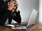 Woman working under stress. Woman working under stress.
