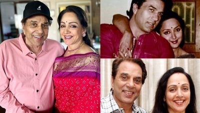 Hema Malini posted several photos of herself and Dharmendra on Twitter for their 43rd wedding anniversary. Hema Malini posted several photos of herself and Dharmendra on Twitter for their 43rd wedding anniversary.