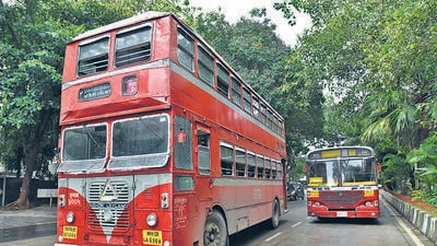 Mumbai, India - August 8, 2016: People lined up for the double decker best bus at Nariman Point in Mumbai, India, on Monday, August 8, 2016. (Photo by Anshuman Poyrekar/ Hindustan Times) (Hindustan Times) Mumbai, India - August 8, 2016: People lined up for the double decker best bus at Nariman Point in Mumbai, India, on Monday, August 8, 2016. (Photo by Anshuman Poyrekar/ Hindustan Times) (Hindustan Times)