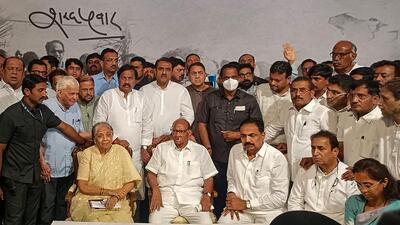 Sharad Pawar with NCP leaders in Mumbai. (PTI) Sharad Pawar with NCP leaders in Mumbai. (PTI)