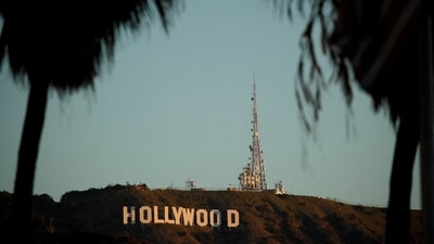 Sunrise over the Hollywood sign in Los Angeles, California, US. (Reuters)