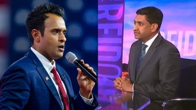 Republican presidential candidate Vivek Ramaswamy with Democrat Congressman Ro Khanna. Republican presidential candidate Vivek Ramaswamy with Democrat Congressman Ro Khanna.