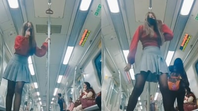 Woman dances in Delhi Metro. (Instagram/@itz_officialroy ) Woman dances in Delhi Metro. (Instagram/@itz_officialroy )