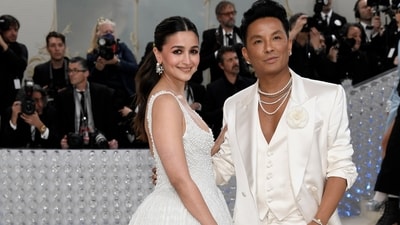 Alia Bhatt and Prabal Gurung attend The Metropolitan Museum of Art's Costume Institute benefit gala celebrating the opening of the "Karl Lagerfeld: A Line of Beauty" exhibition in New York. For the event, Alia wore a pearl-embellished white outfit and jewellery. (AP) (Evan Agostini/Invision/AP) Alia Bhatt and Prabal Gurung attend The Metropolitan Museum of Art's Costume Institute benefit gala celebrating the opening of the "Karl Lagerfeld: A Line of Beauty" exhibition in New York. For the event, Alia wore a pearl-embellished white outfit and jewellery. (AP) (Evan Agostini/Invision/AP)