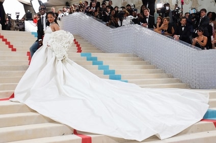 Rihanna and ASAP Rocky arrived late at the MET Gala. (REUTERS)
