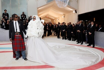 Rihanna and ASAP Rocky pose at the Met Gala. (REUTERS)