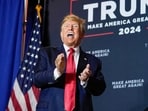 Former US President Donald Trump speaks at a campaign event. Former US President Donald Trump speaks at a campaign event.