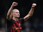 Manchester City's Norwegian striker Erling Haaland Manchester City's Norwegian striker Erling Haaland