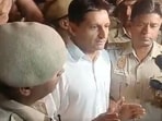 Congress leader Deepender Hooda at the protest site in Jantar Mantar.