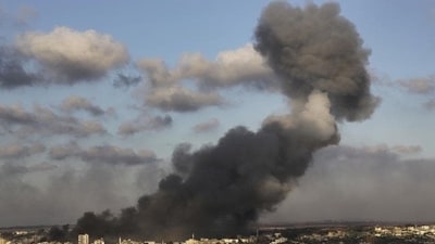 The army said it hit Gaza with "tank fire" in response to rockets from the Palestinian enclave The army said it hit Gaza with "tank fire" in response to rockets from the Palestinian enclave