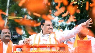 BJP national president JP Nadda holds a roadshow in Ramanagara ahead of Karnataka assembly elections. (jp nadda twitter) BJP national president JP Nadda holds a roadshow in Ramanagara ahead of Karnataka assembly elections. (jp nadda twitter)