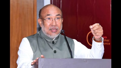 Earlier, security forces were rushed to the town from other parts of Manipur to control the situation after vandalism at a venue where chief minister N Biren Singh was scheduled to address a programme (ANI) Earlier, security forces were rushed to the town from other parts of Manipur to control the situation after vandalism at a venue where chief minister N Biren Singh was scheduled to address a programme (ANI)