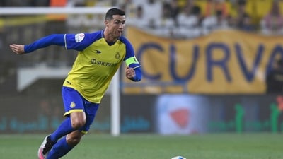 Cristiano Ronaldo runs with the ball the Saudi Pro League football match. (Agencies) Cristiano Ronaldo runs with the ball the Saudi Pro League football match. (Agencies)