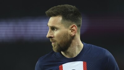 PSG's Lionel Messi reacts during a French League match (AP) PSG's Lionel Messi reacts during a French League match (AP)