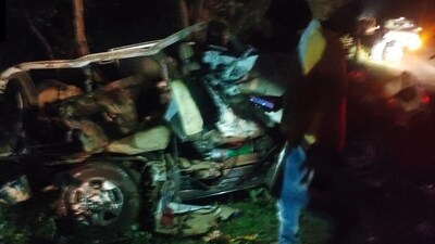 A truck and car collided near Jagatra in Balod district. (ANI)