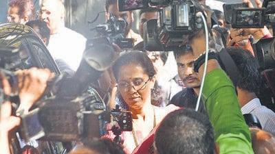 Mumbai, India - May 03, 2023: NCP Supriya Sule leaves after the party's meeting, at Y.B. Chavan Centre, Nariman Point, in Mumbai, India, on Wednesday, May 03, 2023. (Photo by Bhushan Koyande/HT Photo) (HT PHOTO) Mumbai, India - May 03, 2023: NCP Supriya Sule leaves after the party's meeting, at Y.B. Chavan Centre, Nariman Point, in Mumbai, India, on Wednesday, May 03, 2023. (Photo by Bhushan Koyande/HT Photo) (HT PHOTO)