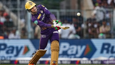 Kolkata: Kolkata Knight Riders batter Rahmanullah Gurbaz plays a shot during the IPL 2023 cricket match between Kolkata Knight Riders and Gujarat Titans, at Eden Gardens in Kolkata, Saturday, April 29, 2023. (PTI Photo/Swapan Mahapatra)(PTI04_29_2023_000192A) (PTI) Kolkata: Kolkata Knight Riders batter Rahmanullah Gurbaz plays a shot during the IPL 2023 cricket match between Kolkata Knight Riders and Gujarat Titans, at Eden Gardens in Kolkata, Saturday, April 29, 2023. (PTI Photo/Swapan Mahapatra)(PTI04_29_2023_000192A) (PTI)