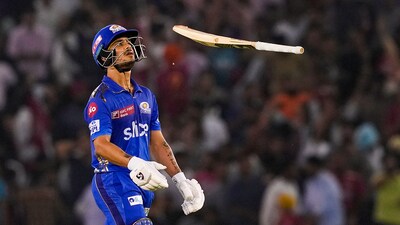 Mumbai Indias batter Ishan Kishan reacts after his dismissal during the IPL 2023 cricket match between Punjab Kings and Mumbai Indians at Punjab Cricket Association Stadium, in Mohali, Wednesday, May 3, 2023. (PTI) Mumbai Indias batter Ishan Kishan reacts after his dismissal during the IPL 2023 cricket match between Punjab Kings and Mumbai Indians at Punjab Cricket Association Stadium, in Mohali, Wednesday, May 3, 2023. (PTI)