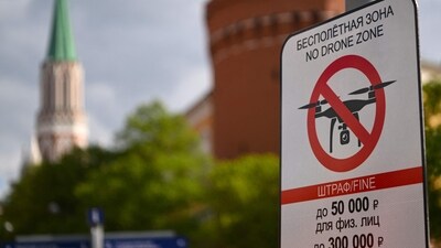 A "No Drone Zone" sign sits just off the Kremlin in central Moscow as it prohibits unmanned aerial vehicles (drones) flying over the are. (AFP)