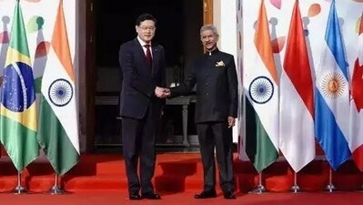 External Affairs Minister S. Jaishankar with Chinese Foreign Minister Qi Gang at a G-20 meeting. External Affairs Minister S. Jaishankar with Chinese Foreign Minister Qi Gang at a G-20 meeting.