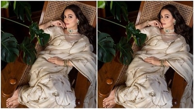 Styled by fashion stylist Theia Tekchandaney, Dia wore her tresses open in wavy curls with a middle part as she posed for the pictures.&nbsp; (Instagram/@diamirzaofficial)