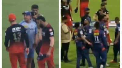 The scuffle between Virat Kohli and Gautam Gambhir The scuffle between Virat Kohli and Gautam Gambhir