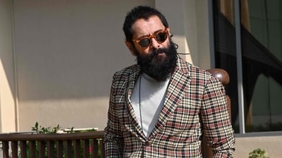 Chiyaan Vikram poses during the promotion of Ponniyin Selvan 2 in Mumbai. (AFP) Chiyaan Vikram poses during the promotion of Ponniyin Selvan 2 in Mumbai. (AFP)