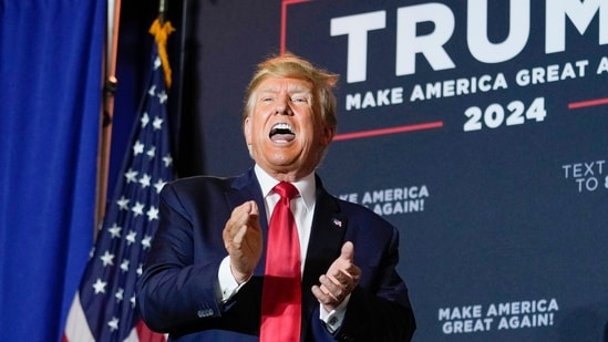 Former US President Donald Trump speaks at a campaign event. (AP)