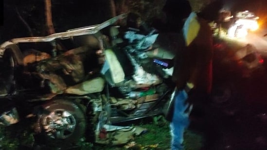 A truck and car collided near Jagatra in Balod district. (ANI)