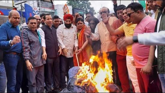 The Congress termed the finance minister’s alleged bullying and thrashing of a man on as a blot on democracy and an attack on the common man. (HT Photo)