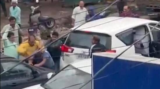 The minister’s PSO Gaurav however had an altogether different account of the incident. (Screengrab from the video)