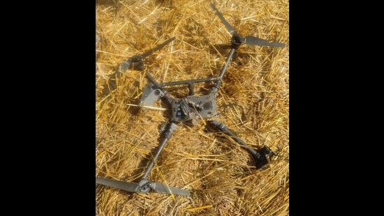 This year (till May 3), the Border Security Force has seized 10 drones that had sneaked into the Indian territory from the Pakistan side. (HT Photo)
