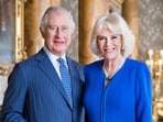 Britain's King Charles III and Camilla pose for a photo in the Blue Drawing Room at Buckingham Palace, London. Britain's King Charles III and Camilla pose for a photo in the Blue Drawing Room at Buckingham Palace, London.