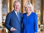 Britain's King Charles III and Queen Consort Camilla pose for a photo in the Blue Drawing Room at Buckingham Palace, London. Britain's King Charles III and Queen Consort Camilla pose for a photo in the Blue Drawing Room at Buckingham Palace, London.