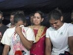 Wrestlers speak with the media after an scuffle between wrestlers and the police at Jantar Mantar in New Delhi.