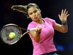 FILE PHOTO: Tennis - WTA 500 - Stuttgart Open - Porsche Arena, Stuttgart, Germany - April 18, 2023 Britain's Emma Raducanu in action during her round of 32 match against Latvia's Jelena Ostapenko REUTERS/Angelika Warmuth/File Photo     TPX IMAGES OF THE DAY