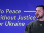 Ukraine's President Volodymyr Zelenskiy arrives to deliver a speech titled "No Peace Without Justice for Ukraine", in the Hague, Netherlands May 4. 