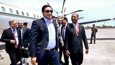 Pakistan's Foreign Minister Bilawal Bhutto Zardari lands at Goa's Dabolim to attend Shanghai Cooperation Organisation's (SCO) foreign ministers' meeting, on Thursday. (ANI Photo) Pakistan's Foreign Minister Bilawal Bhutto Zardari lands at Goa's Dabolim to attend Shanghai Cooperation Organisation's (SCO) foreign ministers' meeting, on Thursday. (ANI Photo)