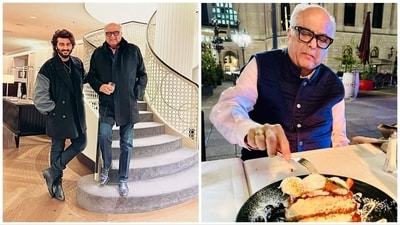 Arjun Kapoor with Boney Kapoor during a recent Europe trip. Arjun Kapoor with Boney Kapoor during a recent Europe trip.