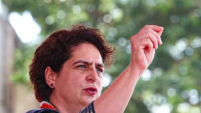 BJP government is known as “40% commission government” which is “shameful”, said Priyanka Gandhi Vadra on Thursday. (PTI) BJP government is known as “40% commission government” which is “shameful”, said Priyanka Gandhi Vadra on Thursday. (PTI)