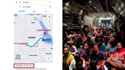 Indian embassy in Khartoum shared the route from El Fashir to Port Sudan which is over 1800 km. (source:Twitter/@EoI_Khartoum)