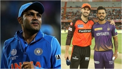 Virender Sehwag; Aiden Markram and Nitish Rana (Getty/IPL) Virender Sehwag; Aiden Markram and Nitish Rana (Getty/IPL)