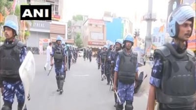 Flag marches were being conducted to keep the situation under control. (ANI) Flag marches were being conducted to keep the situation under control. (ANI)