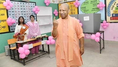 Chief minister Yogi Adityanath cast his vote in Gorakhpur. Chief minister Yogi Adityanath cast his vote in Gorakhpur.